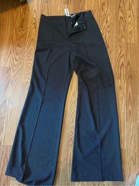 Alice + Olivia Black Microdot Wide-Leg Pants